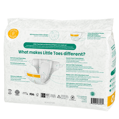 Little Toes® Natural Bamboo Diapers — 36 Pack