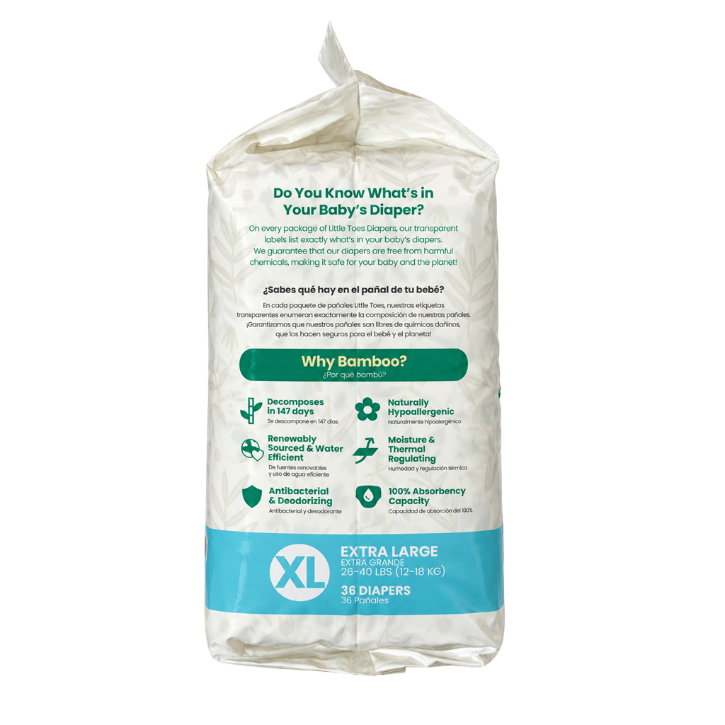 Little Toes® Natural Bamboo Diapers — 36 Pack