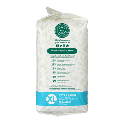 Little Toes® Natural Bamboo Diapers — 36 Pack