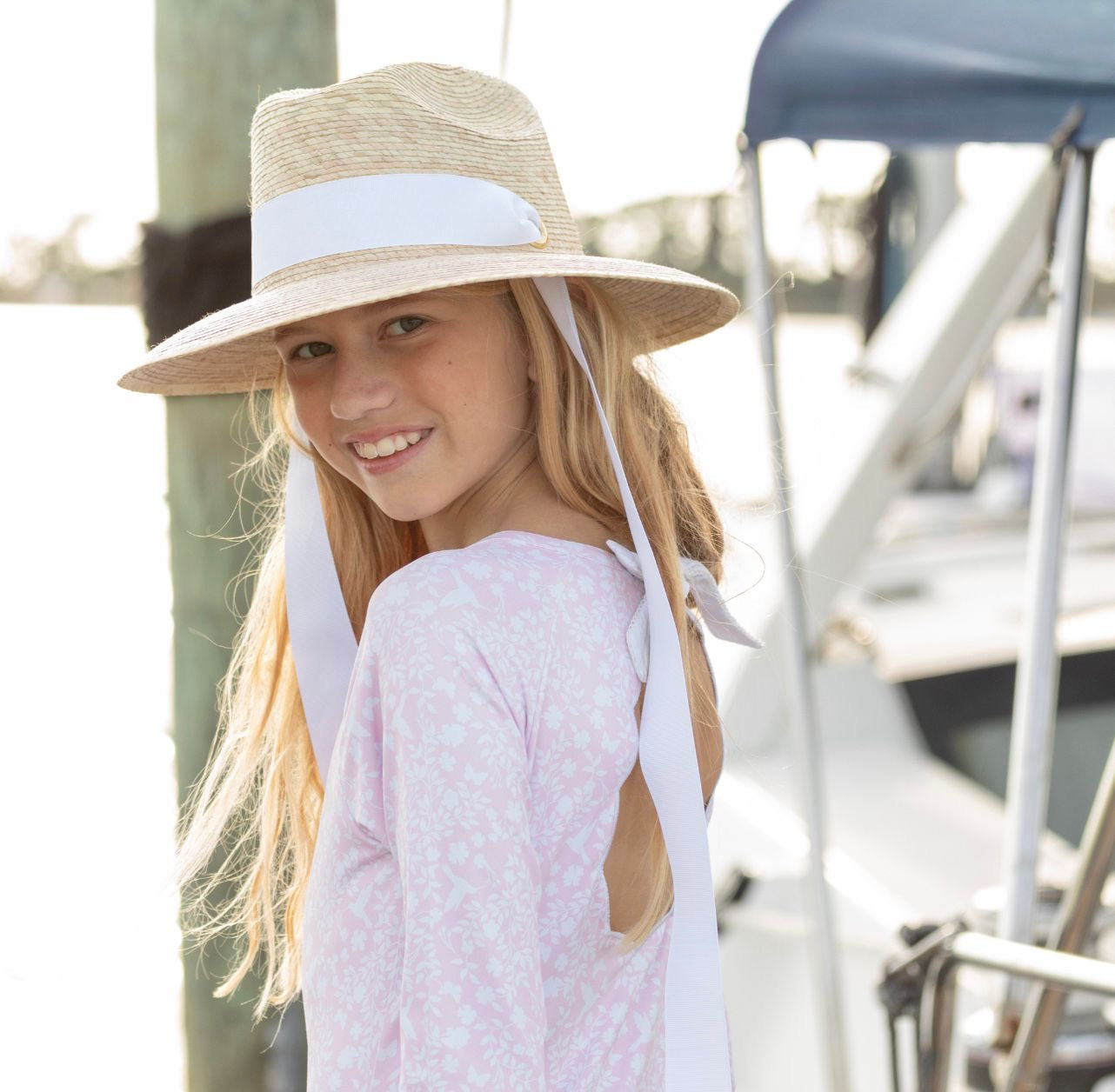 Petunia Girl's Sun Hat - Olive Green Thin Long Grosgrain Ribbon