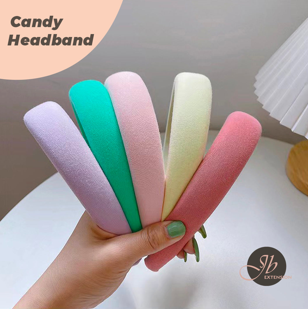 JBextension Padded Candy Headbands for Women, Wide Plain Turban Headband Fashion Hair Bands Headwear Barrette Styling Tools Accessories with Solid Colors