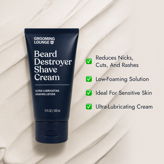 Crème de Rasage Grooming Lounge Beard Destroyer - Meilleure Crème de Rasage pour Peaux Sensibles