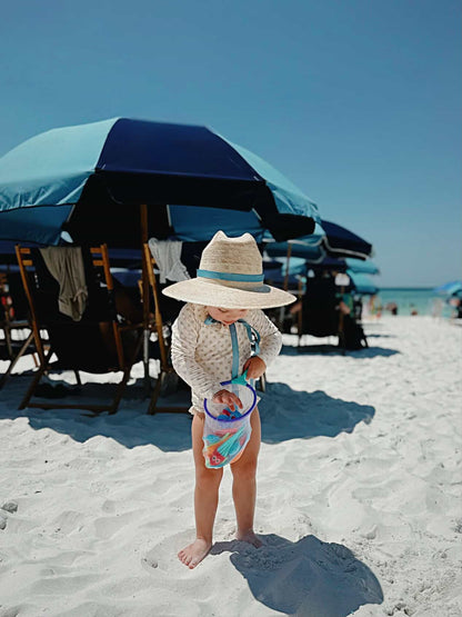 Petunia Girl's Sun Hat - Navy Ric-Rac Ribbon