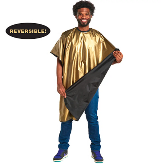 24K Barber Cape Reversible Black - Gold