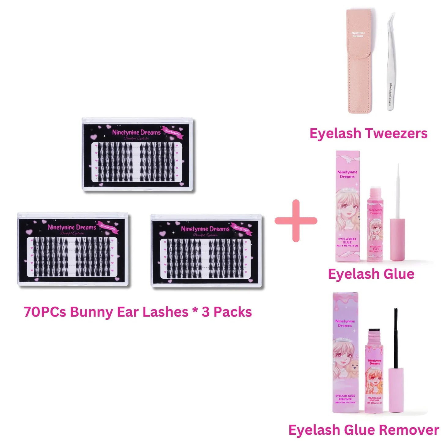 70 pestañas con forma de orejas de conejo