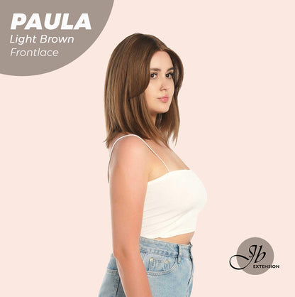 JBEXTENSION 12 Inches Bob Cut Light Brown Straight Pre-Cut Frontlace Glueless Wig PAULA LIGHT BROWN