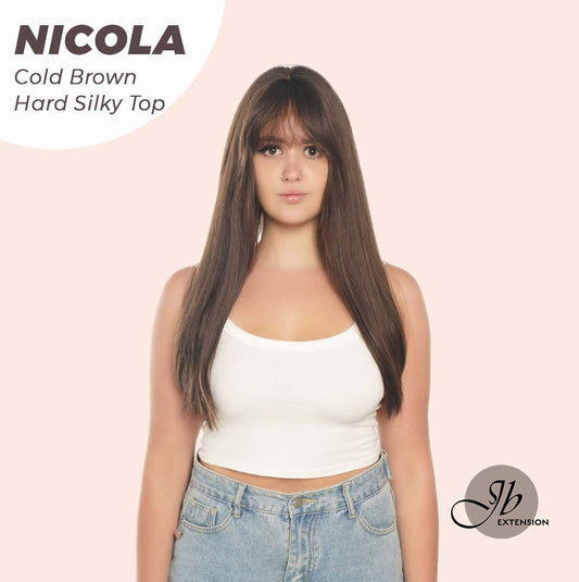 JBEXTENSION 22 Inches Scalpiana Cold Brown 3.5X4 Hard Silky Top Natural Scalp Effect Wig NICOLA COLD BROWN Silky Top