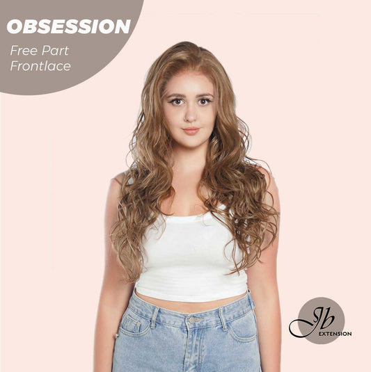 JBEXTENSION 24 Inches Brown With Highlight Wave 13X6 Pre-Cut Free Part Frontlace Glueless Wig OBSESSION