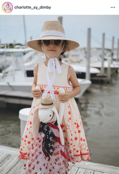 Petunia Girl's Sun Hat - Navy Ric-Rac Ribbon