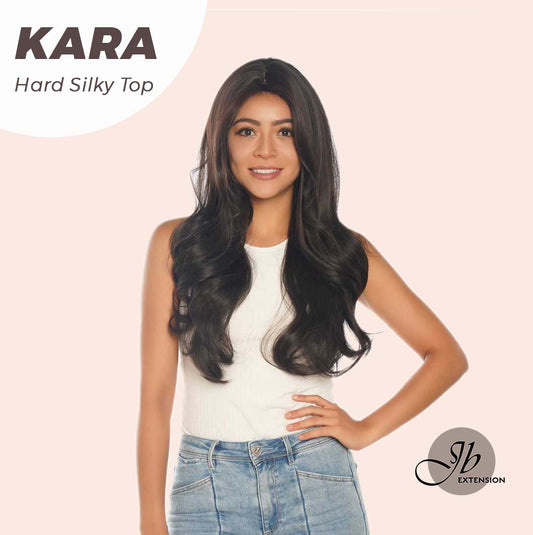 JBEXTENSION 26 Inches Scalpiana Tea Black Darkest Brown Curly 3.5X4 Hard Silky Top Natural Scalp Effect Wig KARA