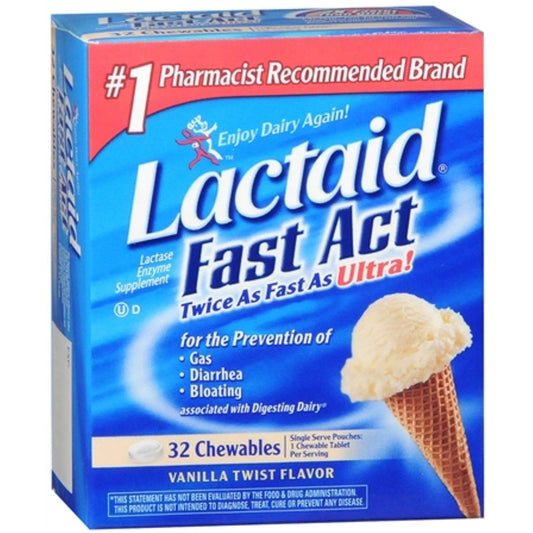 Lactaid Lactase Enzyme Supplement, Fast Act, Chewables, Vanilla Twist Flavor