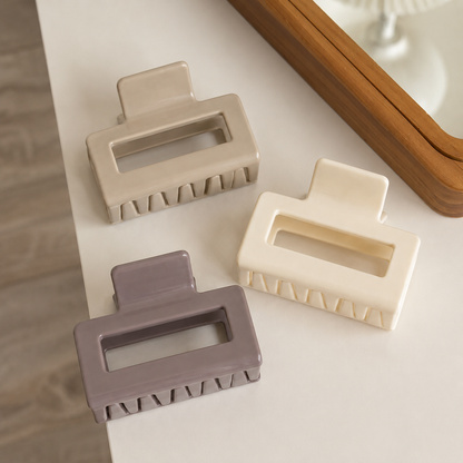 Glossy Square Claw Hair Clip (3 Pack)