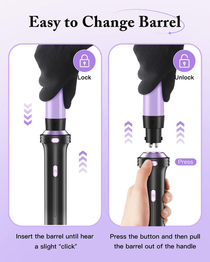 5 in 1 Curling Iron, Curling Wand Set with Thermal Brush, Flat Iron Hair Straightener, 3 Ceramic Irons (0.35" - 1"), 13 Adjustable Temps, Hair Curler Waver with Heat Resistant Mat, Glove, Clip | Daily Health & Beauty