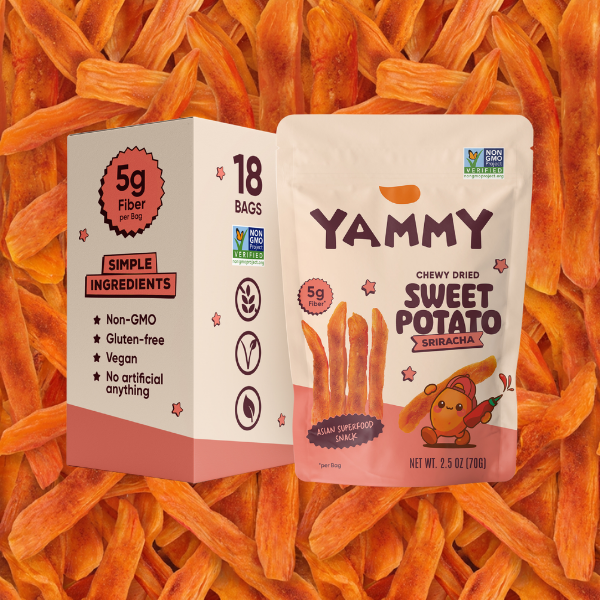 Sriracha Chewy Dried Sweet Potato Sticks (Pack of 18)