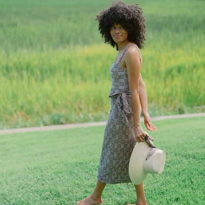 Hollyhock Sun Hat - Dark Olive Green Lanyard with Rose Quartz Toggle