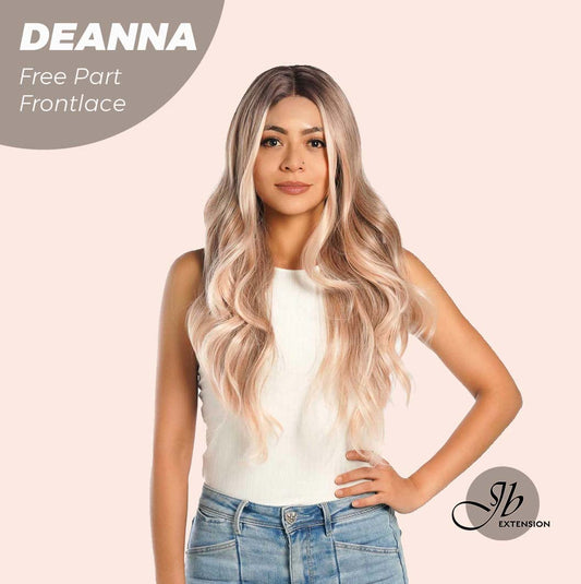 JBEXTENSION 28 Inches Long Apricot Curly Pre-Cut Free Part Frontlace Glueless Wig DEANNA FREE PART