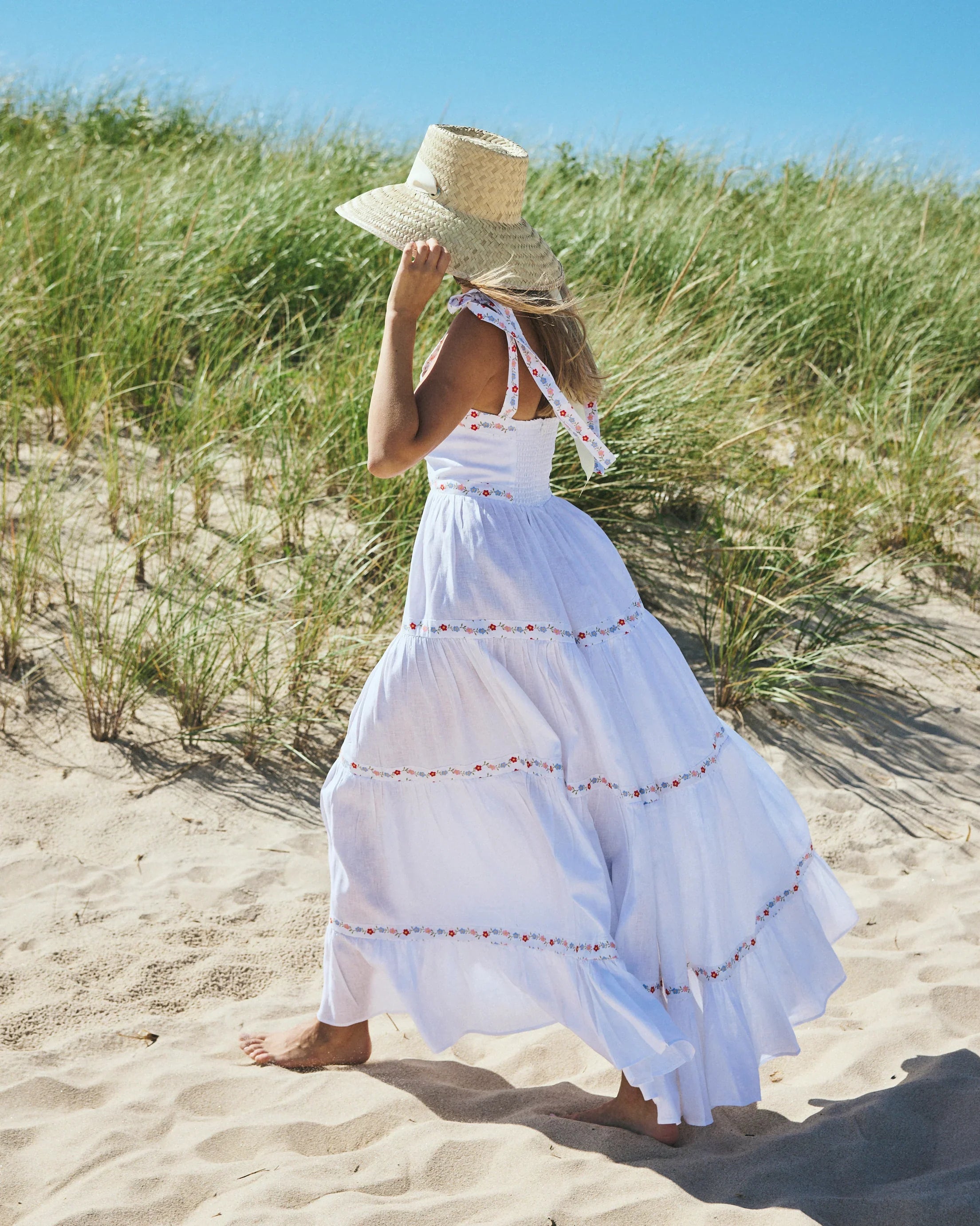 Amaryllis Sun Hat - Antique Eyelet Scallop Lace Ribbon