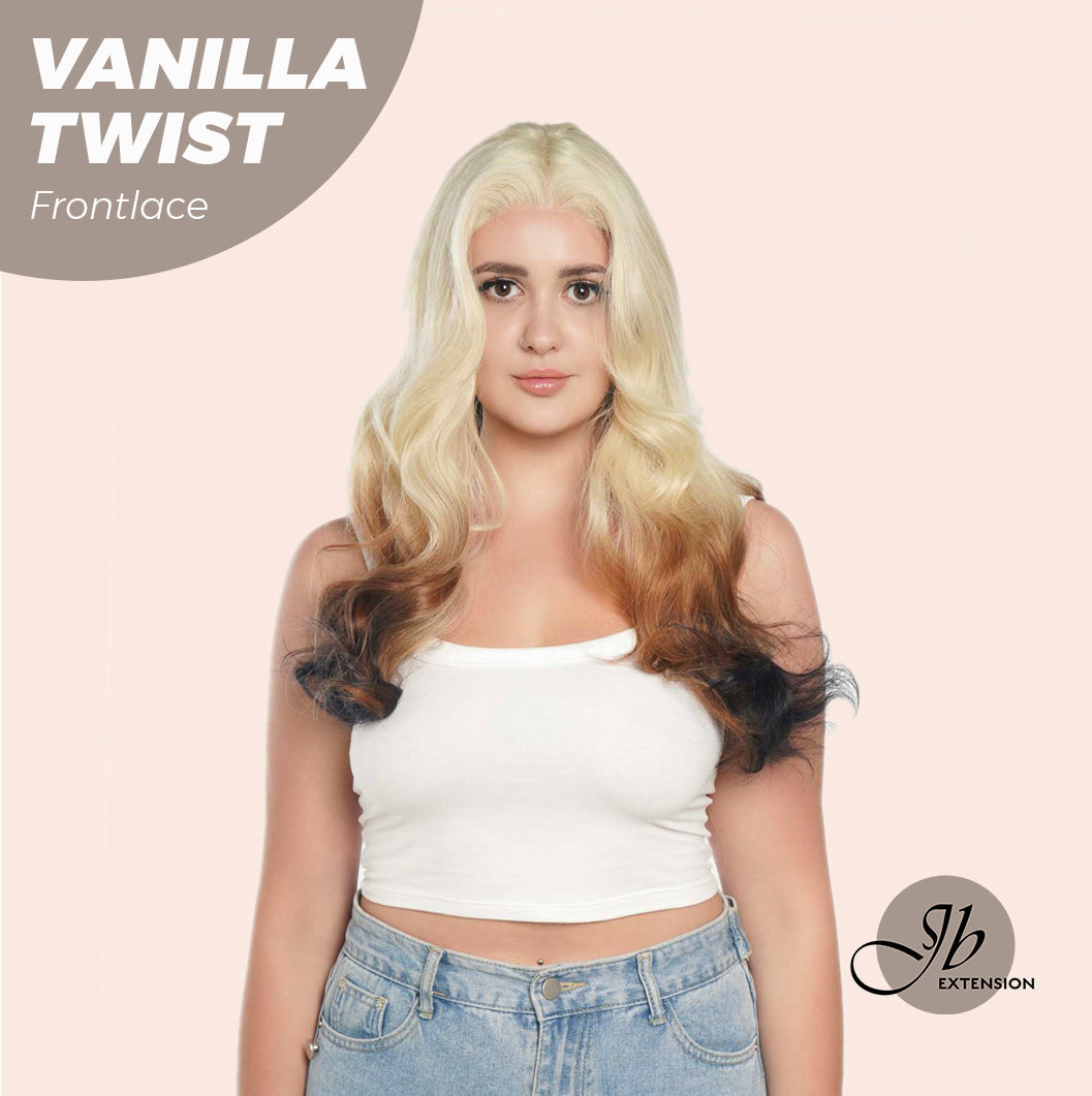 JBEXTENSION 25 Inches Body Wave Light Blonde On The Top Mix Color Pre-Cut Frontlace Glueless Wig VANILLA TWIST