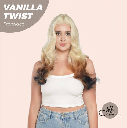 JBEXTENSION 25 Inches Body Wave Light Blonde On The Top Mix Color Pre-Cut Frontlace Glueless Wig VANILLA TWIST
