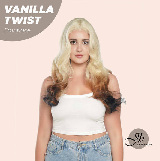 JBEXTENSION 25 Inches Body Wave Light Blonde On The Top Mix Color Pre-Cut Frontlace Glueless Wig VANILLA TWIST