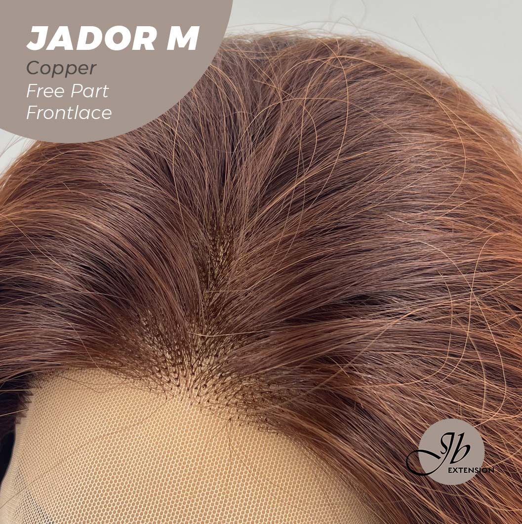 JBEXTENSION 20 Inches Copper Curly Lace Front Wig.Pre Plucked 13*4 HD Transparent Lace Frontal Handmade Futura Fiber Swiss Lace Synthetic Fiber Glueless Wig JADOR M COPPER