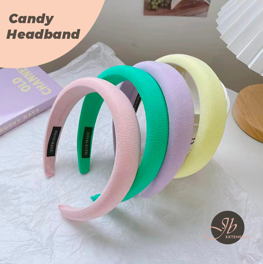 JBextension Padded Candy Headbands for Women, Wide Plain Turban Headband Fashion Hair Bands Headwear Barrette Styling Tools Accessories with Solid Colors