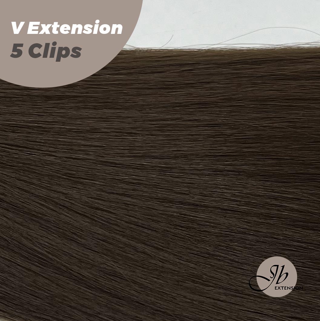 JBEXTENSION 20 Inches Hair V Extensions 5 Clip-in Straight Hair Extension With Clips 160g
