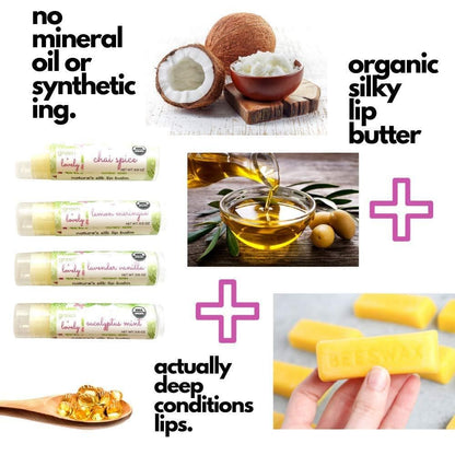 Chai Spice ///  Organic Lip Balm Butter for Intense Moisture - Beauty Gift
