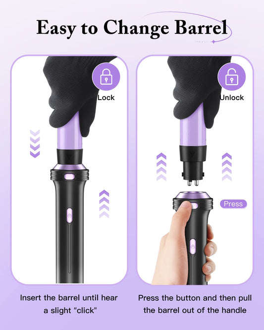 5 in 1 Curling Iron, Curling Wand Set with Thermal Brush, Flat Iron Hair Straightener, 3 Ceramic Irons (0.35"-1"), 13 Adjustable Temps, Hair Curler Waver with Heat Resistant Mat, Glove, Clip