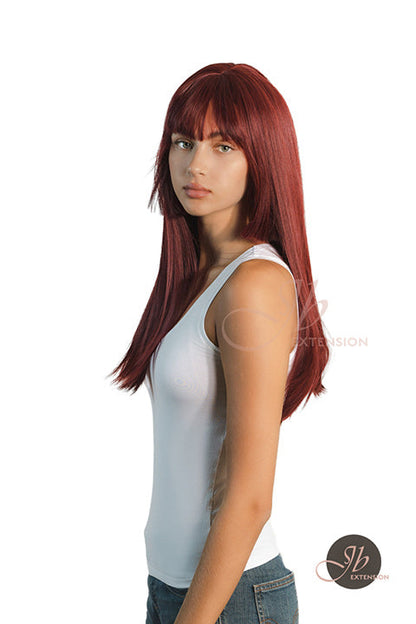 JBEXTENSION 22 Inches Straight Red Hime Cut Wig With Bangs ELENA