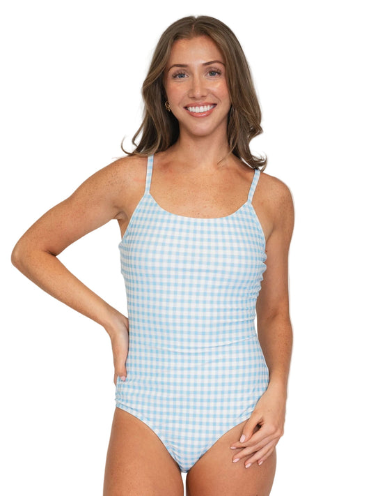 Sky Gingham Tank One-Piece