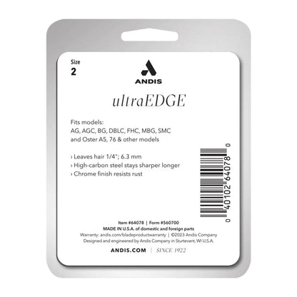 Andis 64078 UltraEdge Carbon-Infused Detachable Clipper Blade – Size 2, 1/4-Inch Cut Length