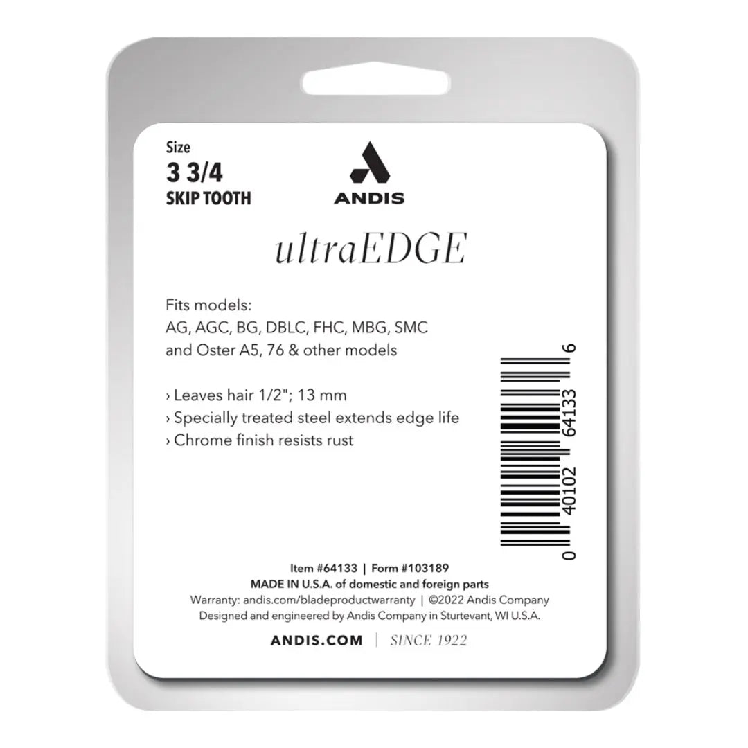 Andis 64133 UltraEdge Detachable Dog Clipper Blade, Skip Tooth 1/2-Inch Cut Length