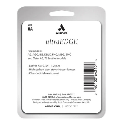 Andis 64210 UltraEdge Carbon Steel Detachable Clipper Blade - 3/64-Inch Cut