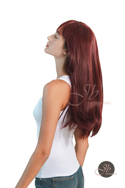 JBEXTENSION 22 Inches Straight Red Hime Cut Wig With Bangs ELENA