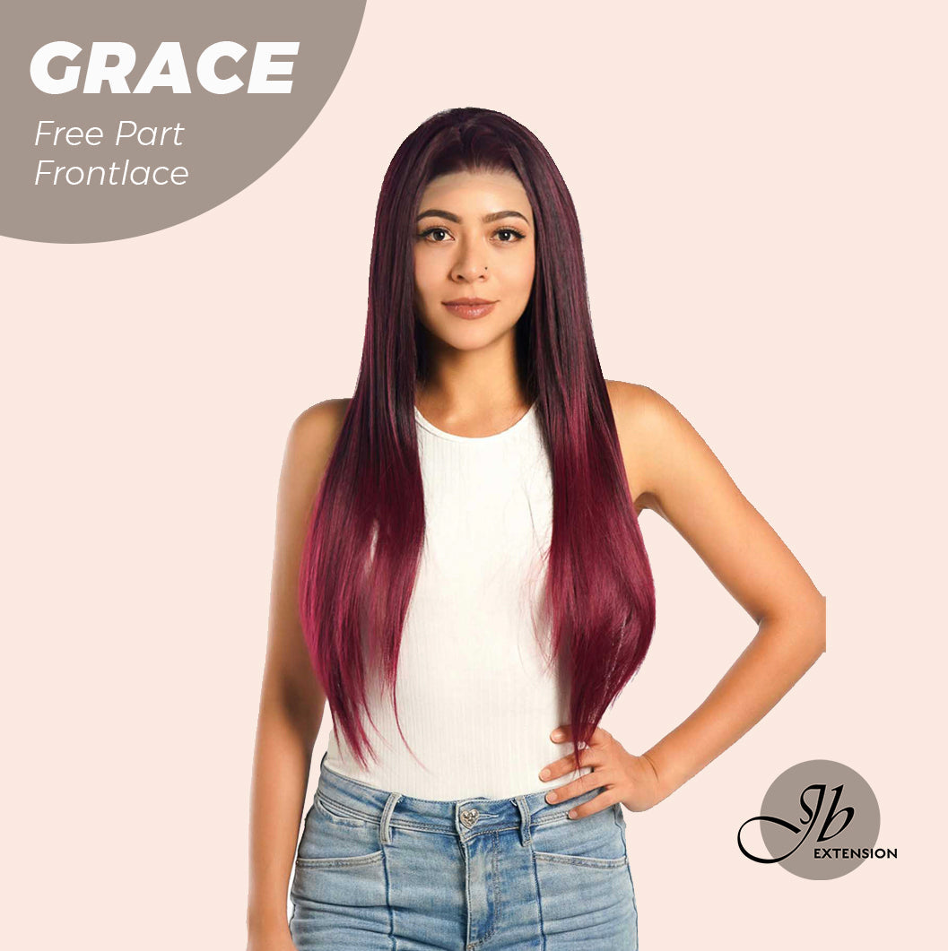 JBEXTENSION 30 Inches Dark Red Extra Long Straight Lace Front Wig.Pre Plucked 6*14 HD Transparent Lace Frontal Glueless Wig GRACE