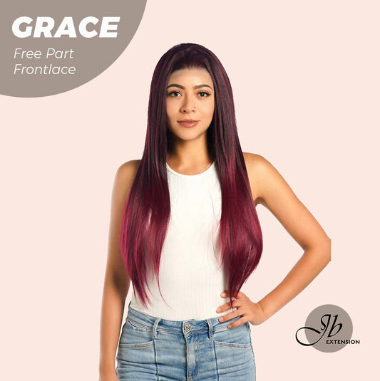 JBEXTENSION 30 Inches Dark Red Extra Long Straight Lace Front Wig.Pre Plucked 6*14 HD Transparent Lace Frontal Glueless Wig GRACE