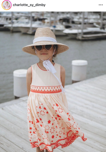 Petunia Girl's Sun Hat - Navy Ric-Rac Ribbon