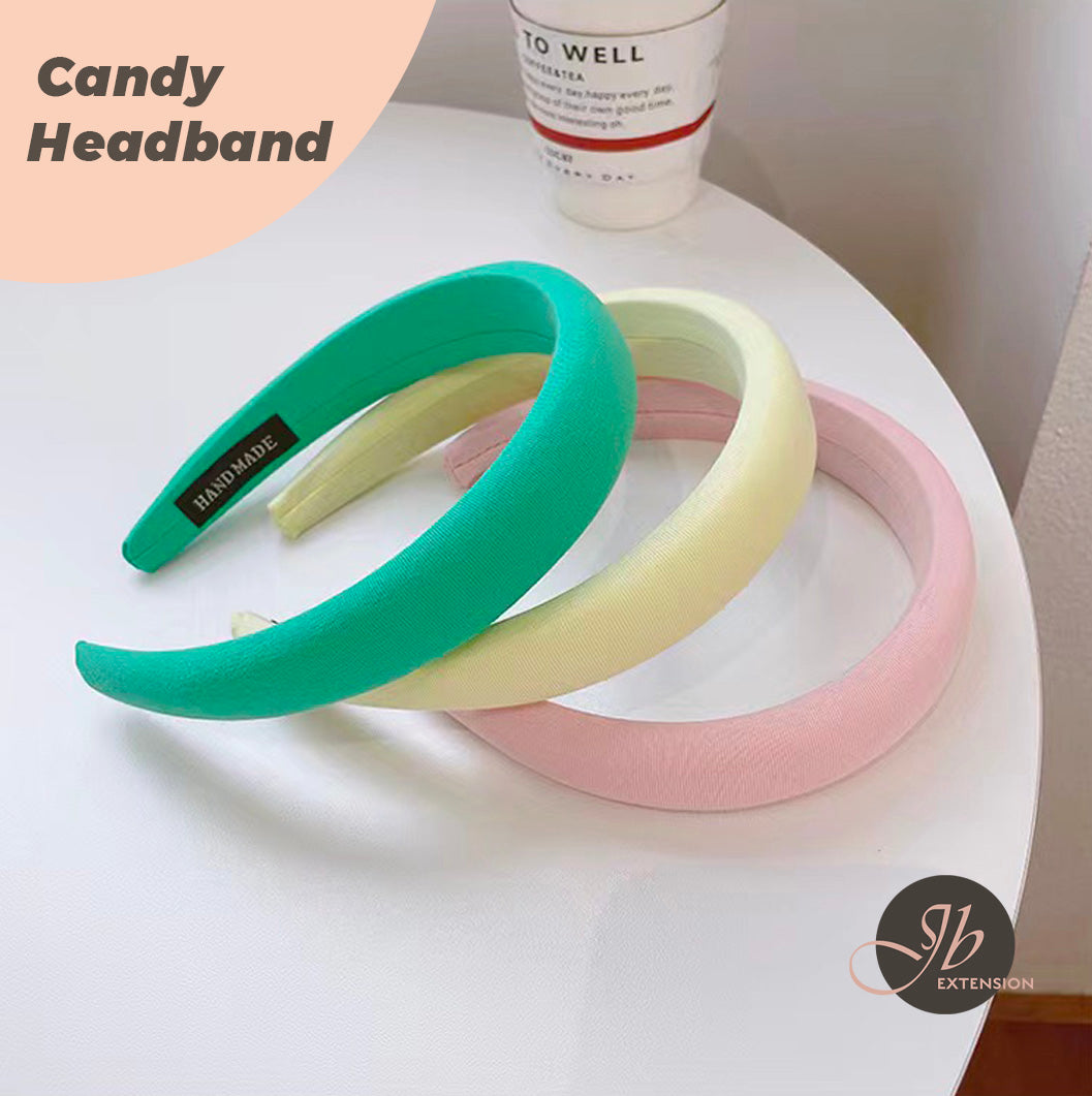 JBextension Padded Candy Headbands for Women, Wide Plain Turban Headband Fashion Hair Bands Headwear Barrette Styling Tools Accessories with Solid Colors