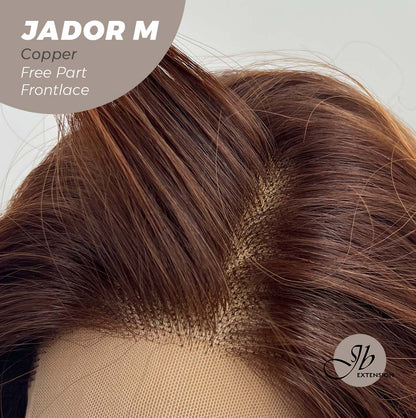 JBEXTENSION 20 Inches Copper Curly Lace Front Wig.Pre Plucked 13*4 HD Transparent Lace Frontal Handmade Futura Fiber Swiss Lace Synthetic Fiber Glueless Wig JADOR M COPPER