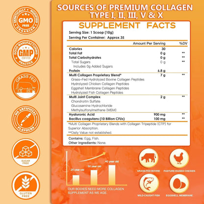 Multi Hydrolyzed Collagen Peptides, 10 Billion CFUs, 12.35 OZ