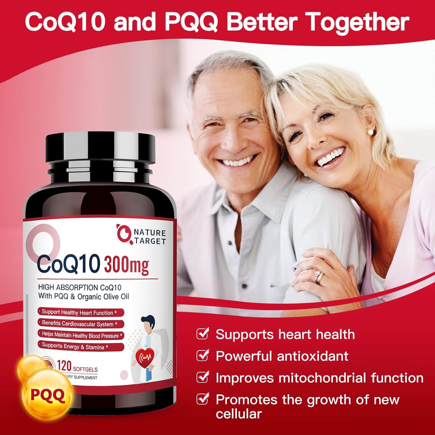 CoQ10 + PQQ + Olive Oil, 300mg, 120 Softgels