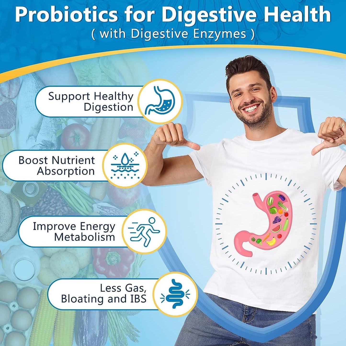 3-in-1 Digestive Health Probiotics, 100 Billion CFUs, 90 Veggie Capsules