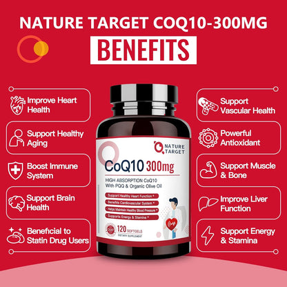 CoQ10 + PQQ + Olive Oil, 300mg, 120 Softgels