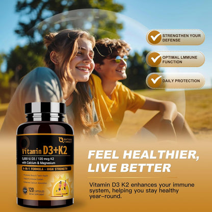 4-in-1 Vitamin D3 + K2, 120 Capsules