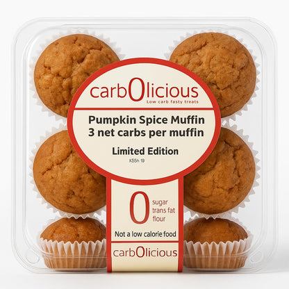Carbolicious Pumpkin Spice Muffins, Low-Carb Sugar-free Keto Atkins friendly