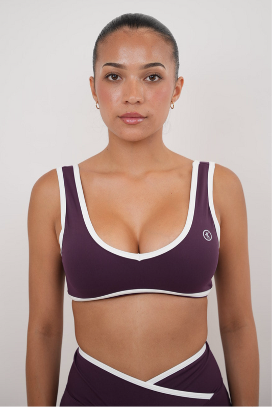 I Am Right Where I Need to Be Plum Butter Sports Bra