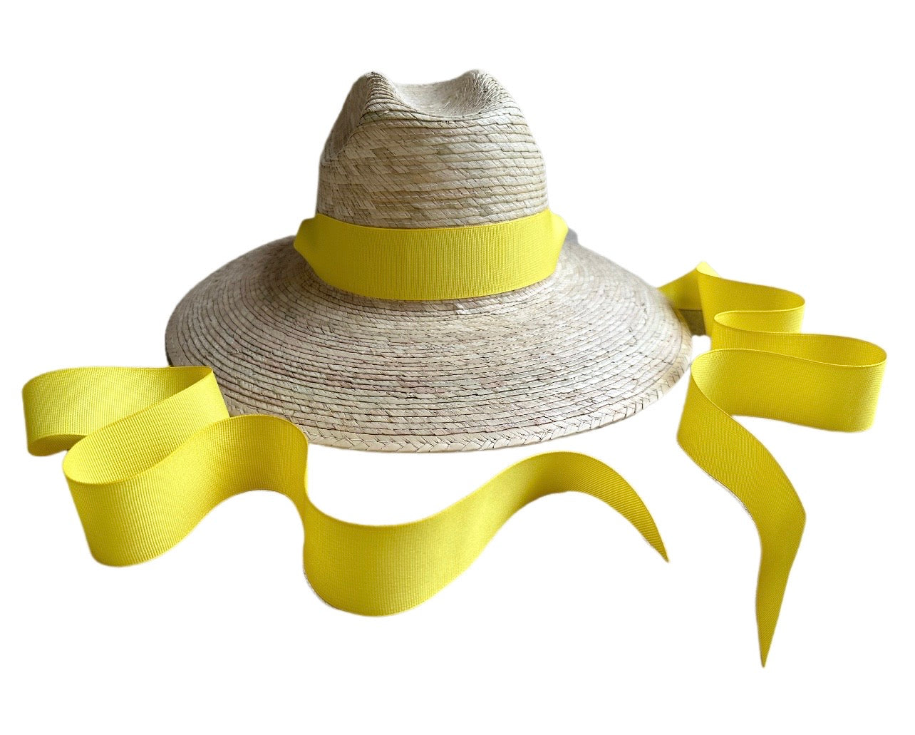 Petunia Girl's Sun Hat - Yellow Long Grosgrain Ribbon