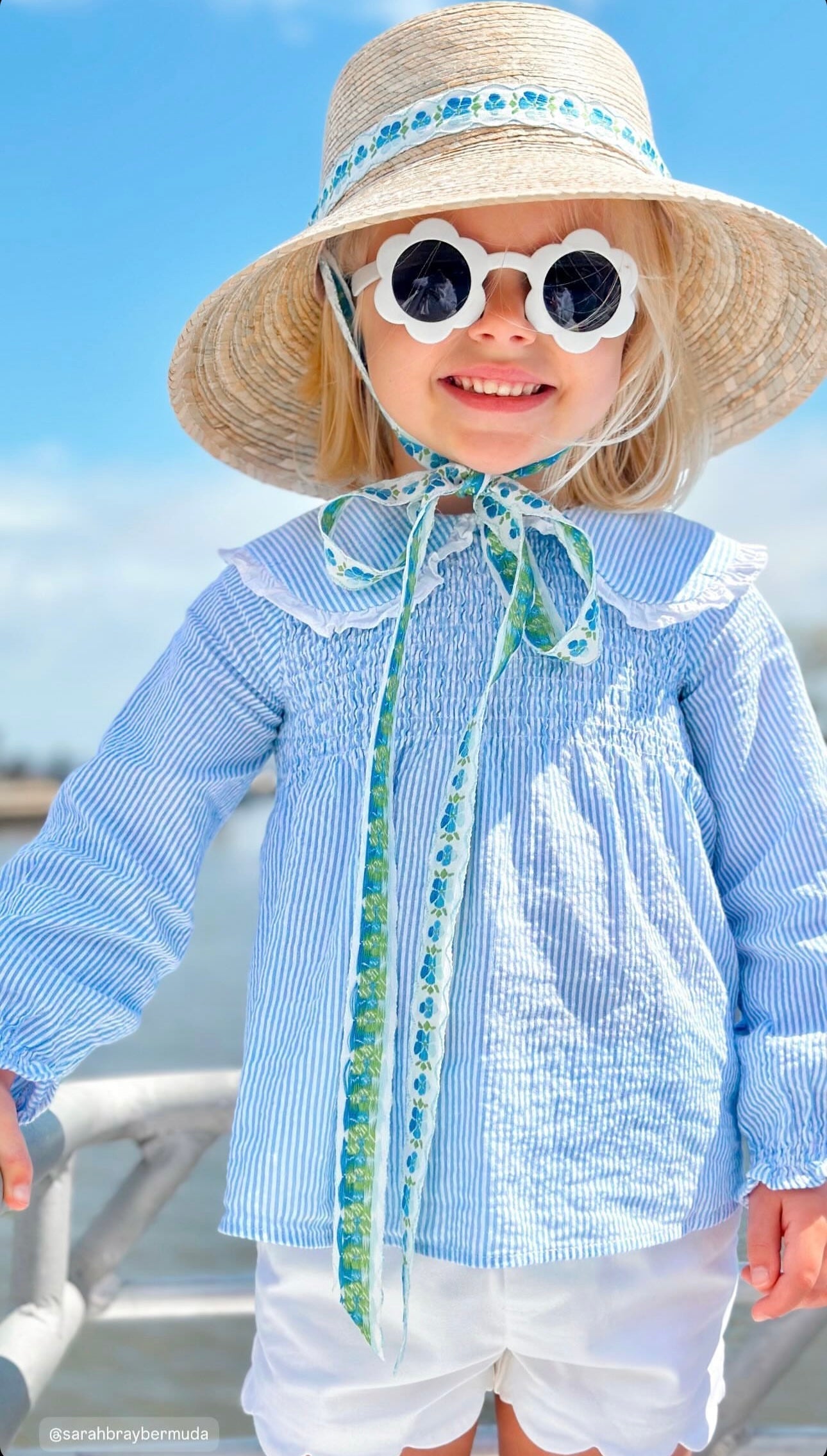 Palmetto Girl’s Hat - Thin & Long Navy Grosgrain