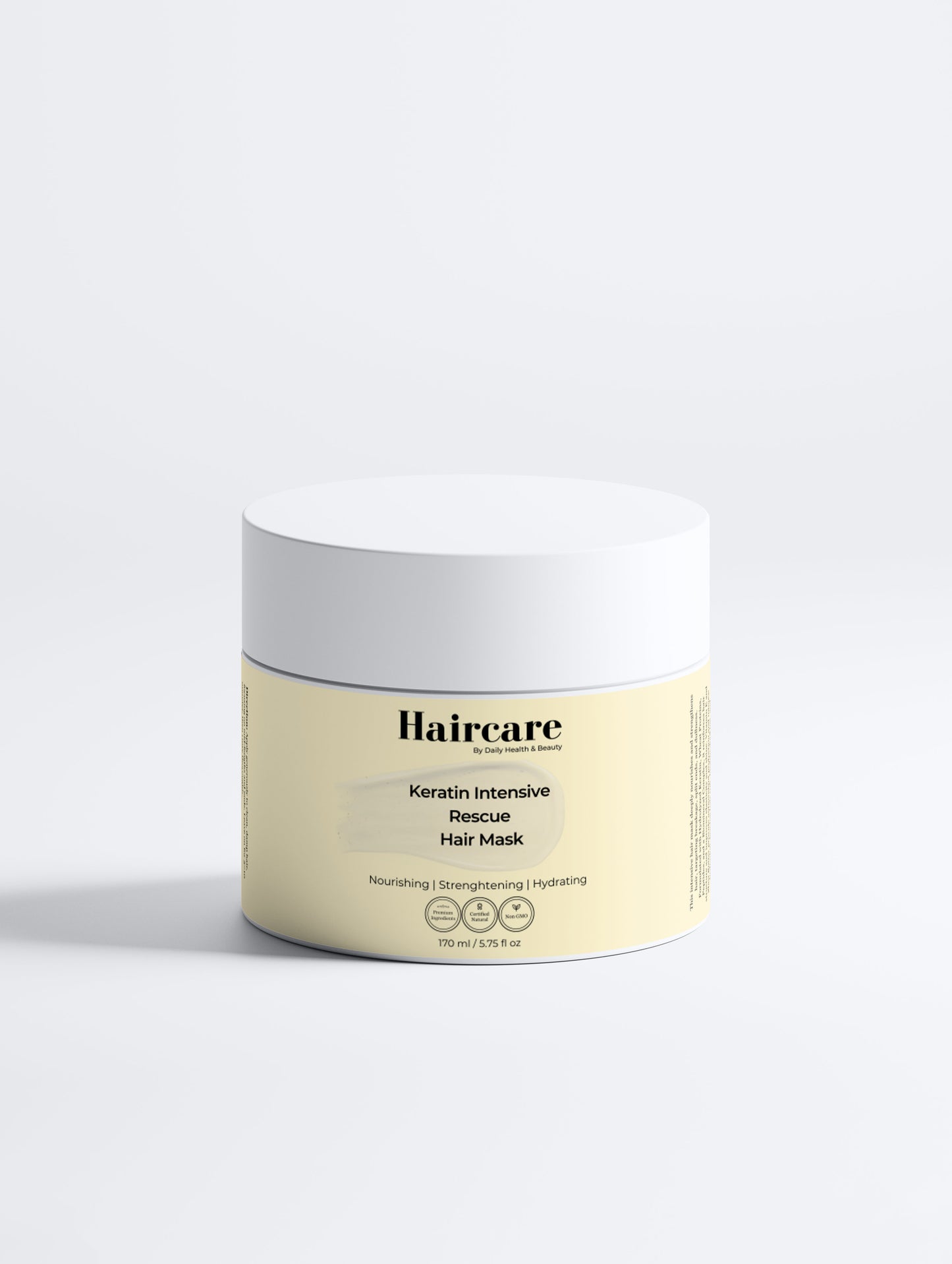 Keratin Intensive Rescue Hair Mask jar — COSMOS Natural certified, gluten-free — Daily Health & Beauty